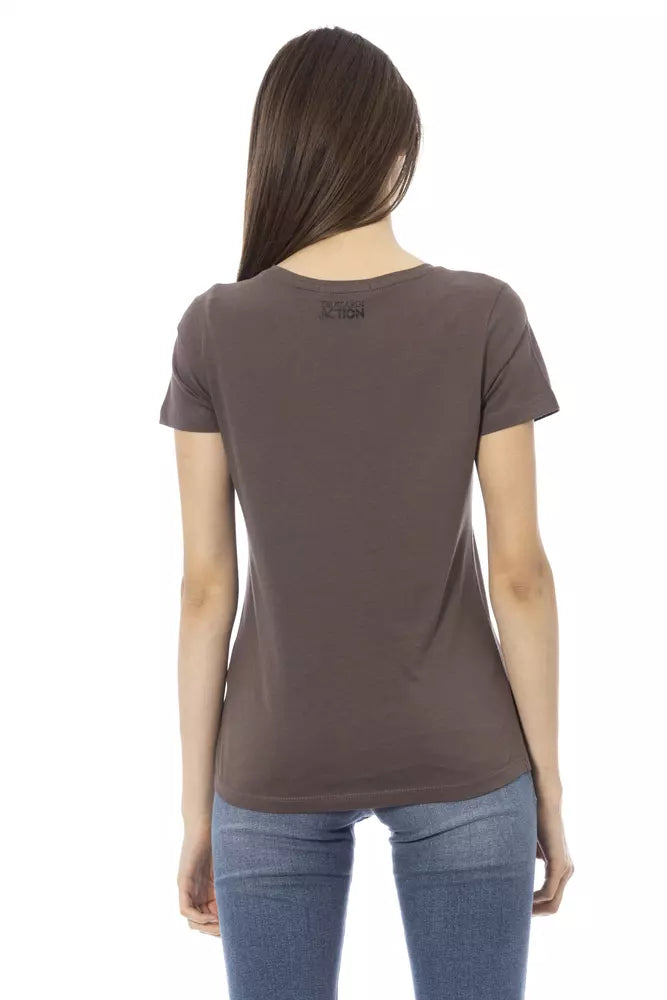 Trussardi Action Brown Cotton Women T-Shirt - ClickThatClicks 