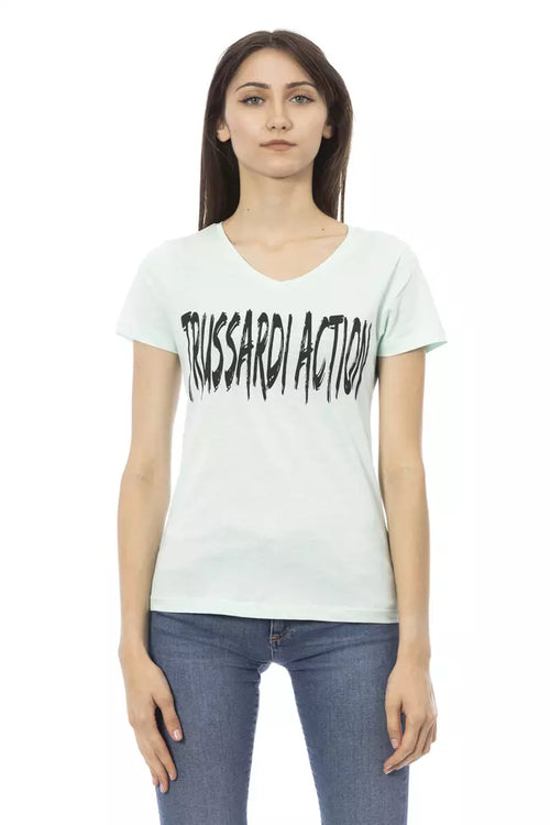 Trussardi Action Light Blue Cotton Women Top - ClickThatClicks 