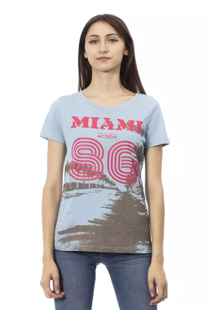 Trussardi Action Light Blue Cotton Women T-Shirt - ClickThatClicks 