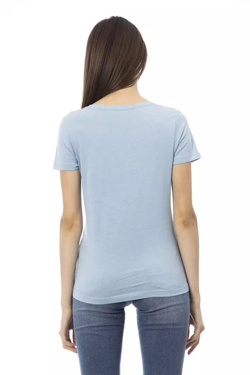 Trussardi Action Light Blue Cotton Women T-Shirt - ClickThatClicks 