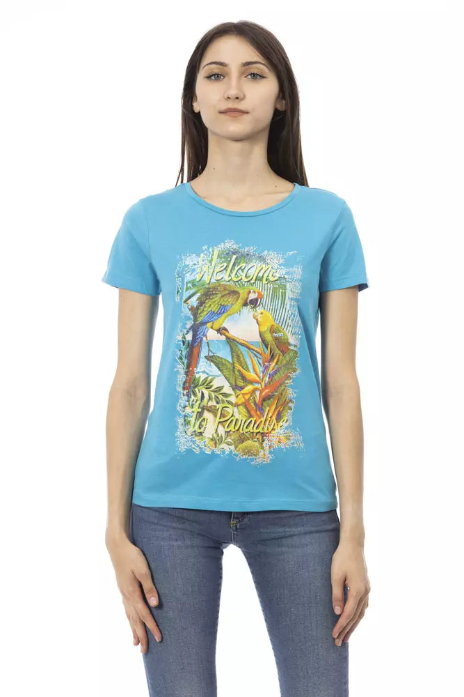 Trussardi Action Light Blue Cotton Women T-Shirt - ClickThatClicks 