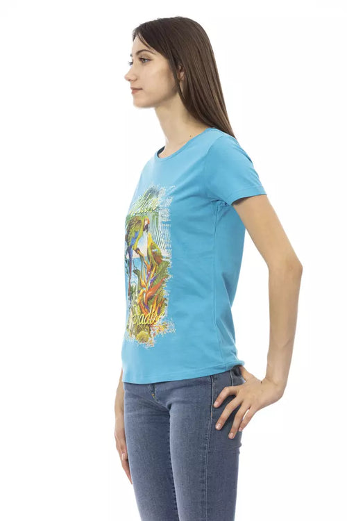 Trussardi Action Light Blue Cotton Women T-Shirt - ClickThatClicks 