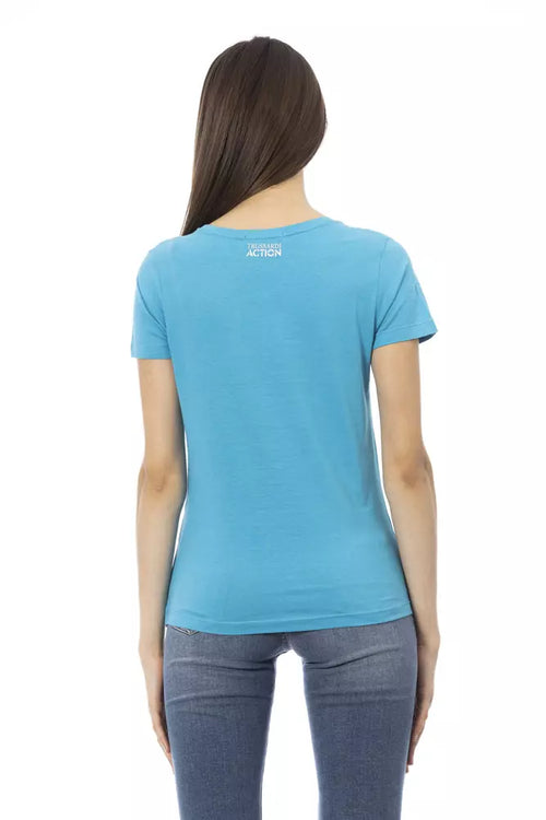 Trussardi Action Light Blue Cotton Women T-Shirt - ClickThatClicks 