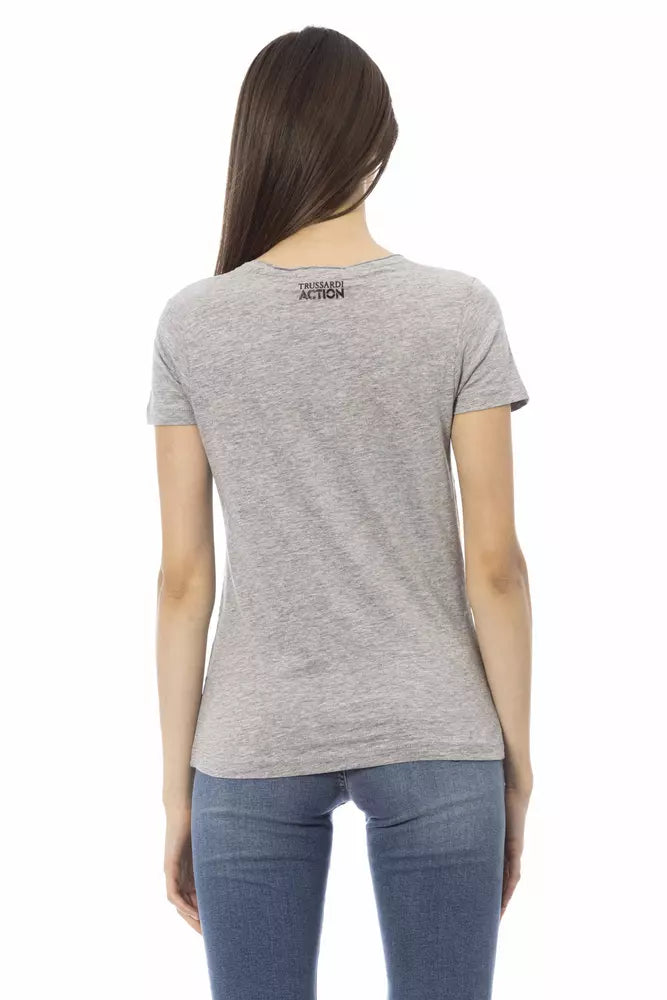 Trussardi Action Gray Cotton Women T-Shirt - ClickThatClicks 