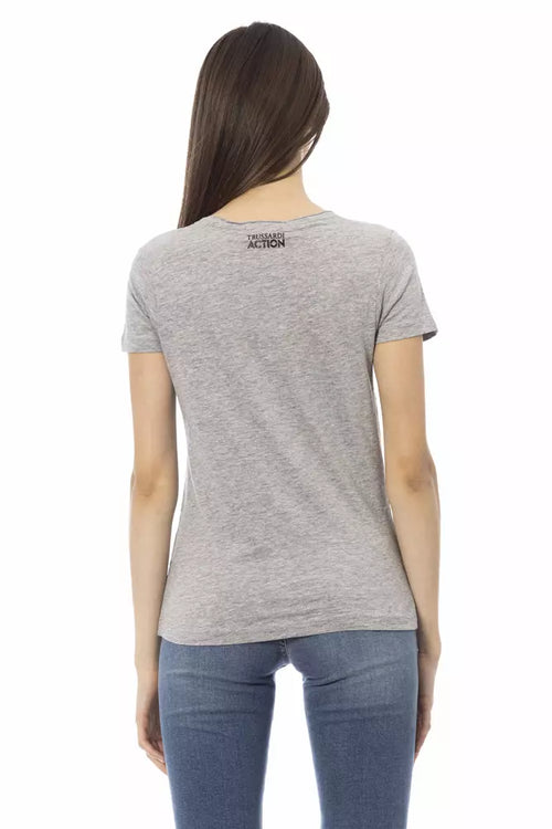 Trussardi Action Gray Cotton Women T-Shirt - ClickThatClicks 