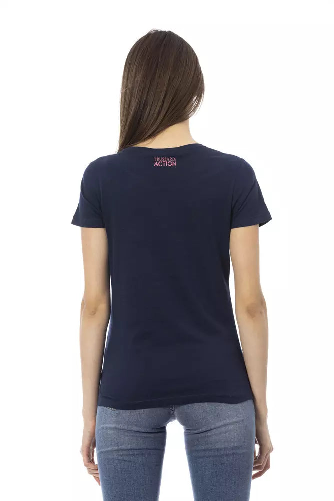 Trussardi Action Blue Cotton Women T-Shirt - ClickThatClicks 