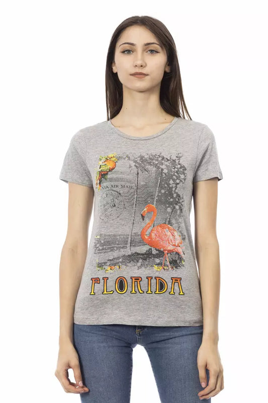 Trussardi Action Gray Cotton Women T-Shirt - ClickThatClicks 