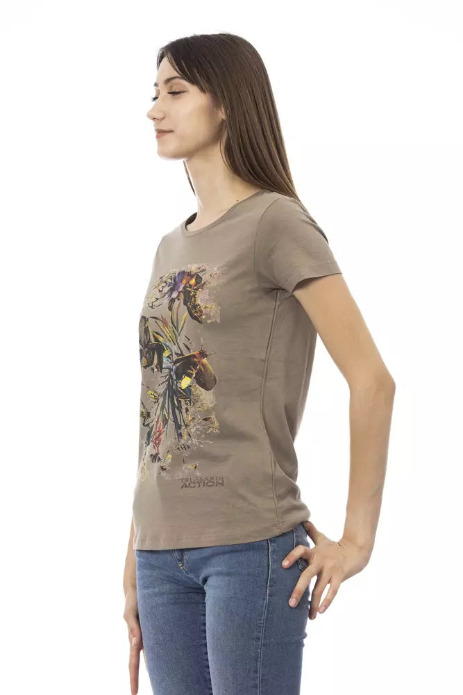 Trussardi Action Brown Cotton Women T-Shirt - ClickThatClicks 