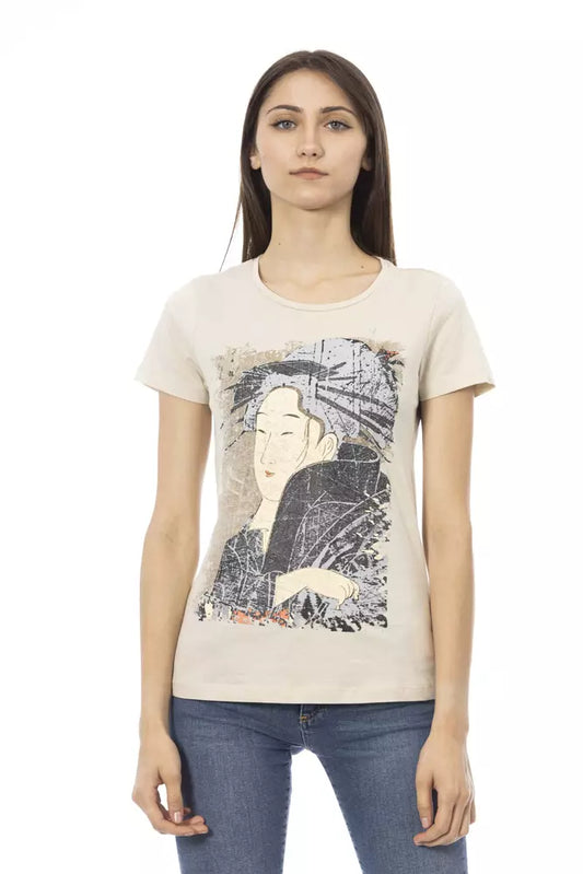 Trussardi Action Beige Cotton Women T-Shirt - ClickThatClicks 