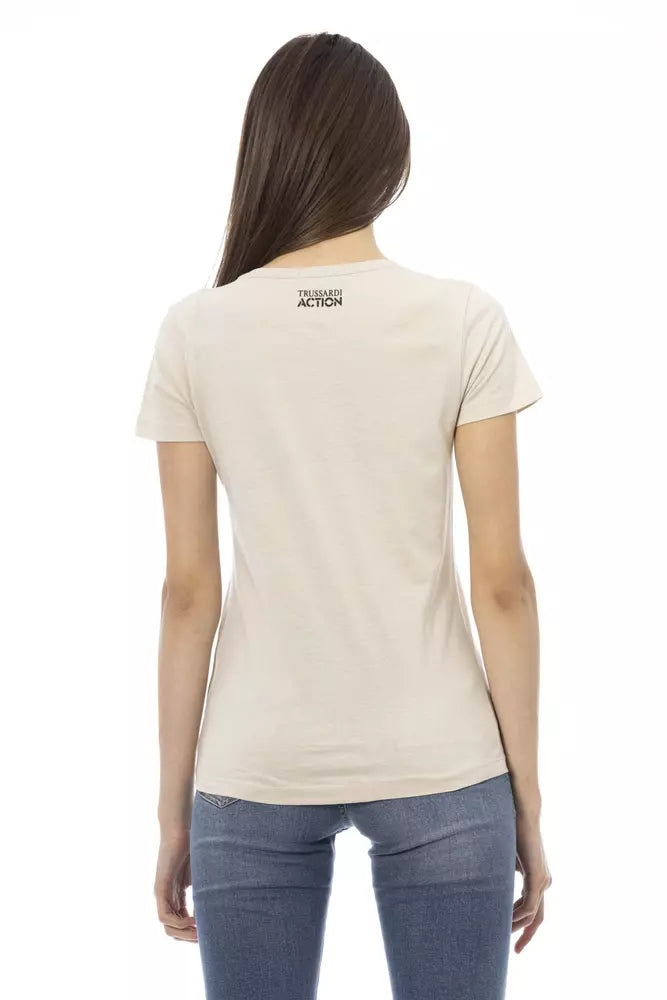 Trussardi Action Beige Cotton Women T-Shirt - ClickThatClicks 
