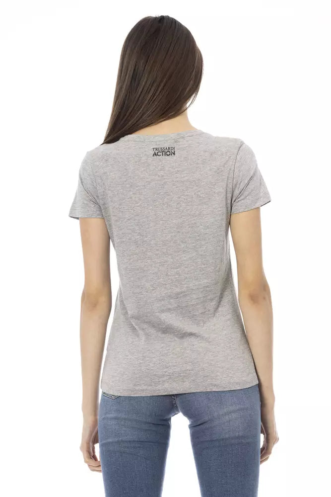 Trussardi Action Gray Cotton Women T-Shirt - ClickThatClicks 
