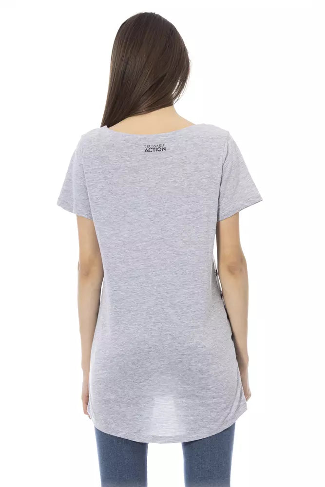 Trussardi Action Gray Cotton Women T-Shirt - ClickThatClicks 