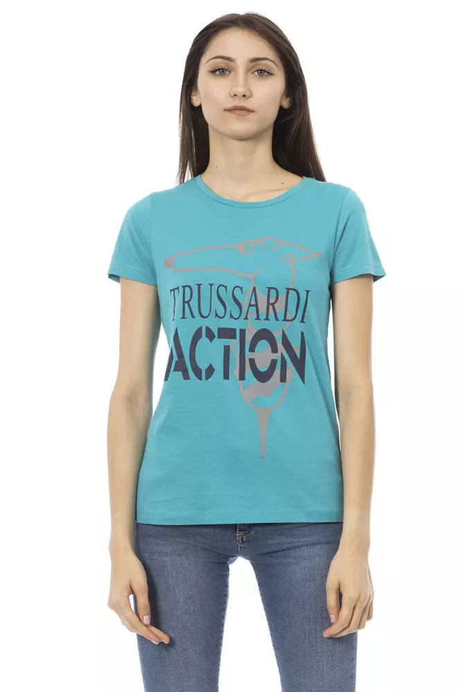 Trussardi Action Light Blue Cotton T-Shirt