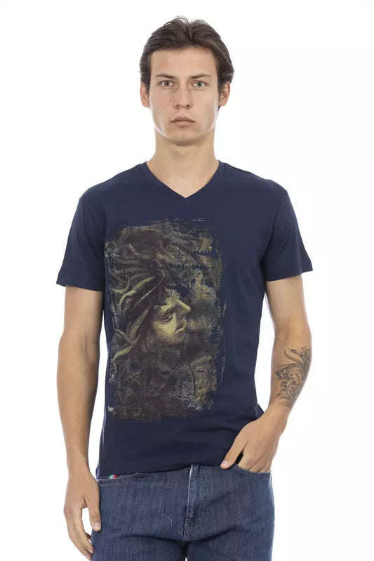 Trussardi Action Blue Cotton Men T-Shirt - ClickThatClicks 