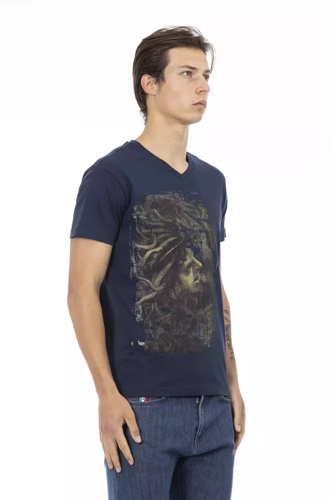 Trussardi Action Blue Cotton Men T-Shirt - ClickThatClicks 