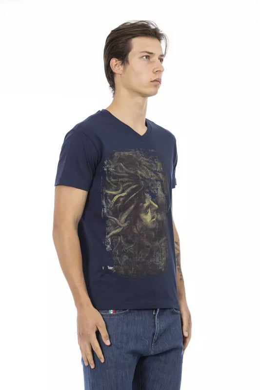 Trussardi Action Blue Cotton Men T-Shirt - ClickThatClicks 