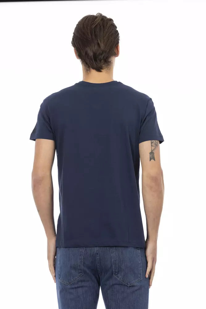 Trussardi Action Blue Cotton Men T-Shirt - ClickThatClicks 