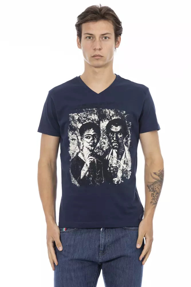 Trussardi Action Blue Cotton Men T-Shirt - ClickThatClicks 