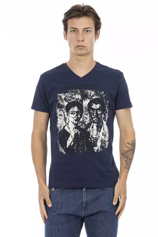 Trussardi Action Blue Cotton Men T-Shirt - ClickThatClicks 
