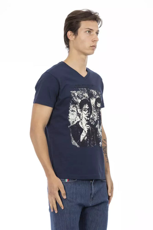 Trussardi Action Blue Cotton Men T-Shirt - ClickThatClicks 