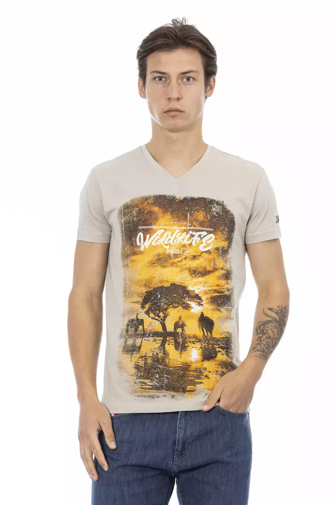 Trussardi Action Beige Cotton Men T-Shirt - ClickThatClicks 