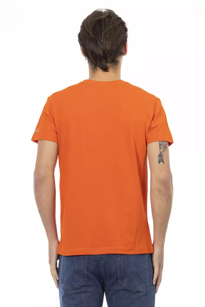 Trussardi Action Orange Cotton Men's V-Neck T-Shirt - ClickThatClicks 