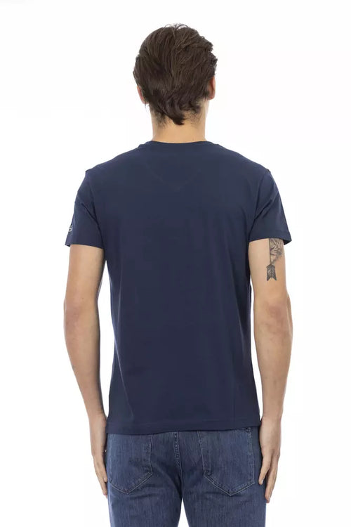 Trussardi Action Blue Cotton Men T-Shirt - ClickThatClicks 