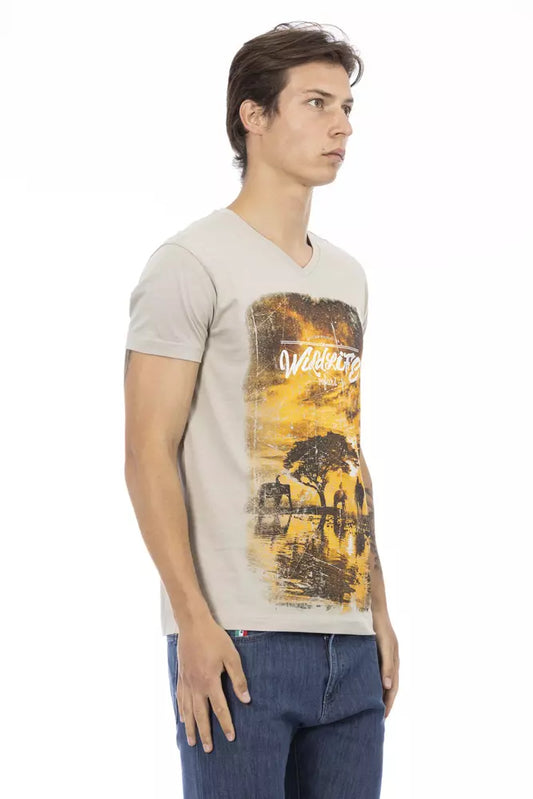Trussardi Action Beige Cotton Men T-Shirt - ClickThatClicks 