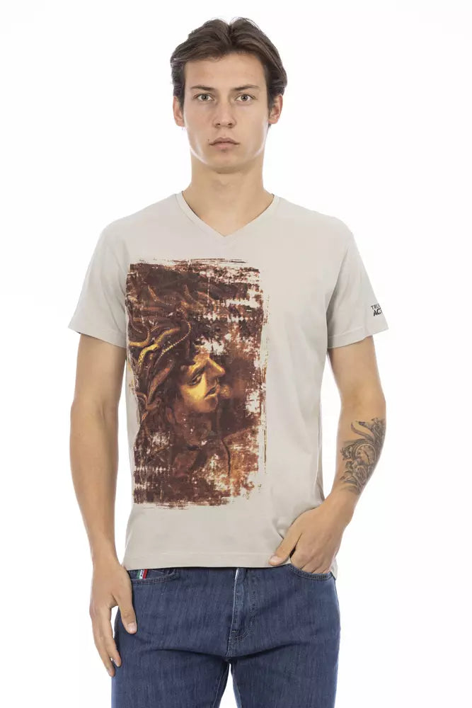 Trussardi Action Beige Cotton Men T-Shirt - ClickThatClicks 