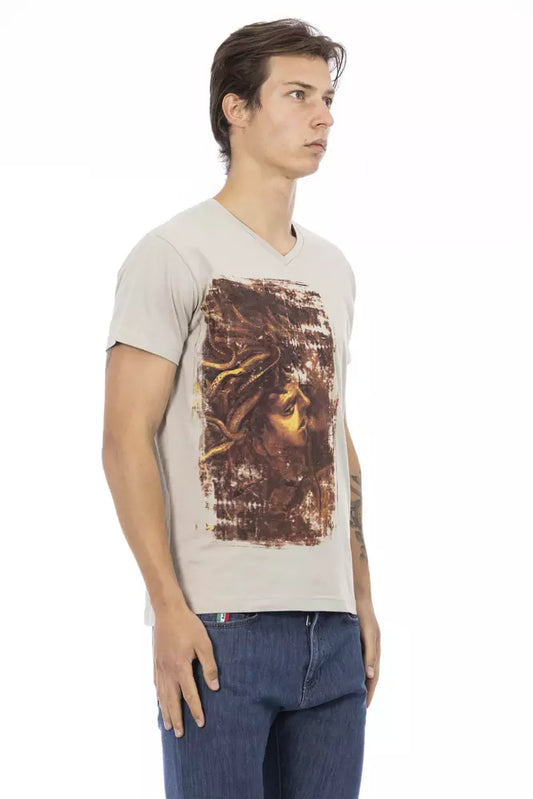 Trussardi Action Beige Cotton Men T-Shirt - ClickThatClicks 