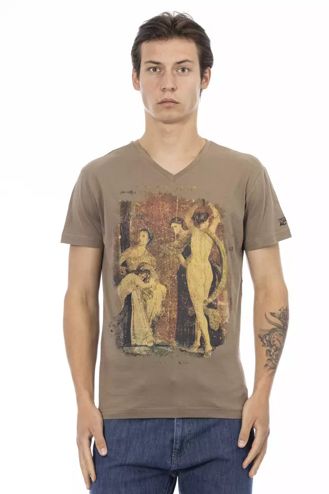 Trussardi Action Brown Cotton Men T-Shirt - ClickThatClicks 