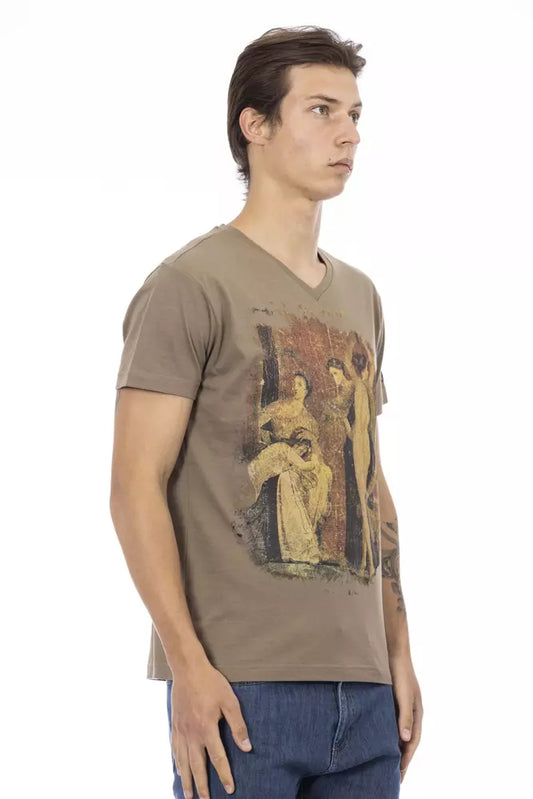 Trussardi Action Brown Cotton Men T-Shirt - ClickThatClicks 