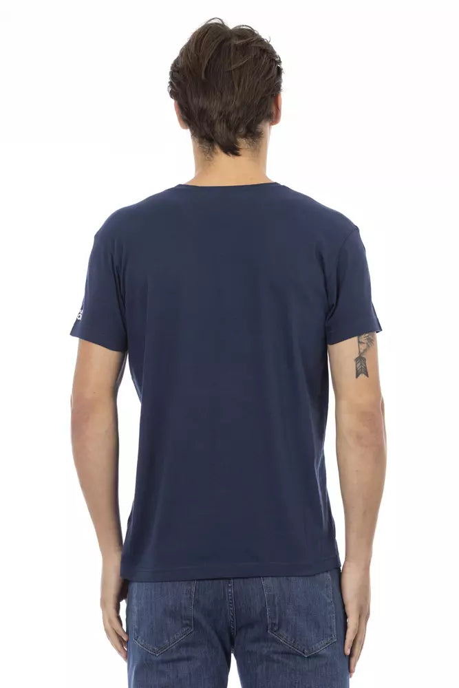 Trussardi Action Blue Cotton Men's V-Neck T-Shirt - ClickThatClicks 