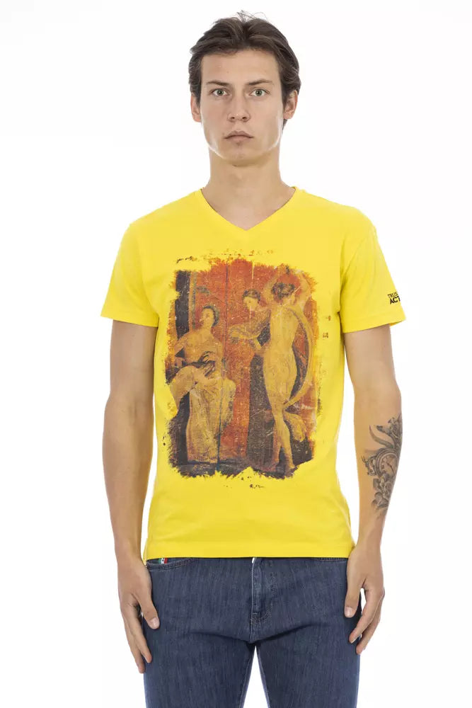 Trussardi Action Yellow Cotton Men T-Shirt - ClickThatClicks 