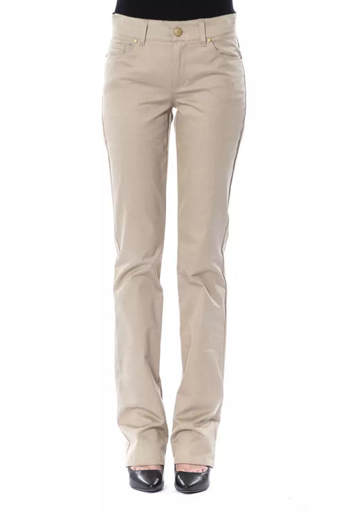 BYBLOS Beige Cotton Women Pant - ClickThatClicks 