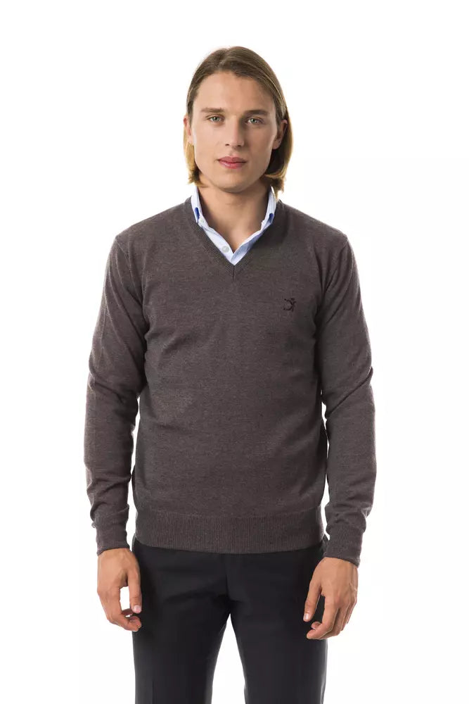 Uominitaliani Gray Merino Wool Men Sweater - ClickThatClicks 
