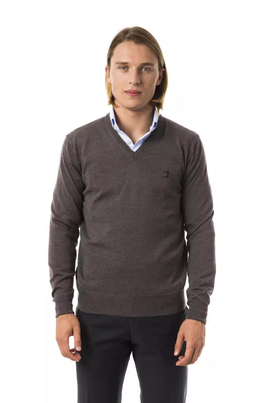 Uominitaliani Gray Merino Wool Men Sweater - ClickThatClicks 