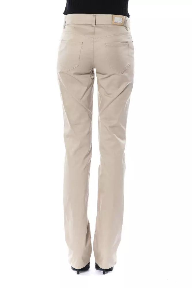 BYBLOS Beige Cotton Women Pant - ClickThatClicks 