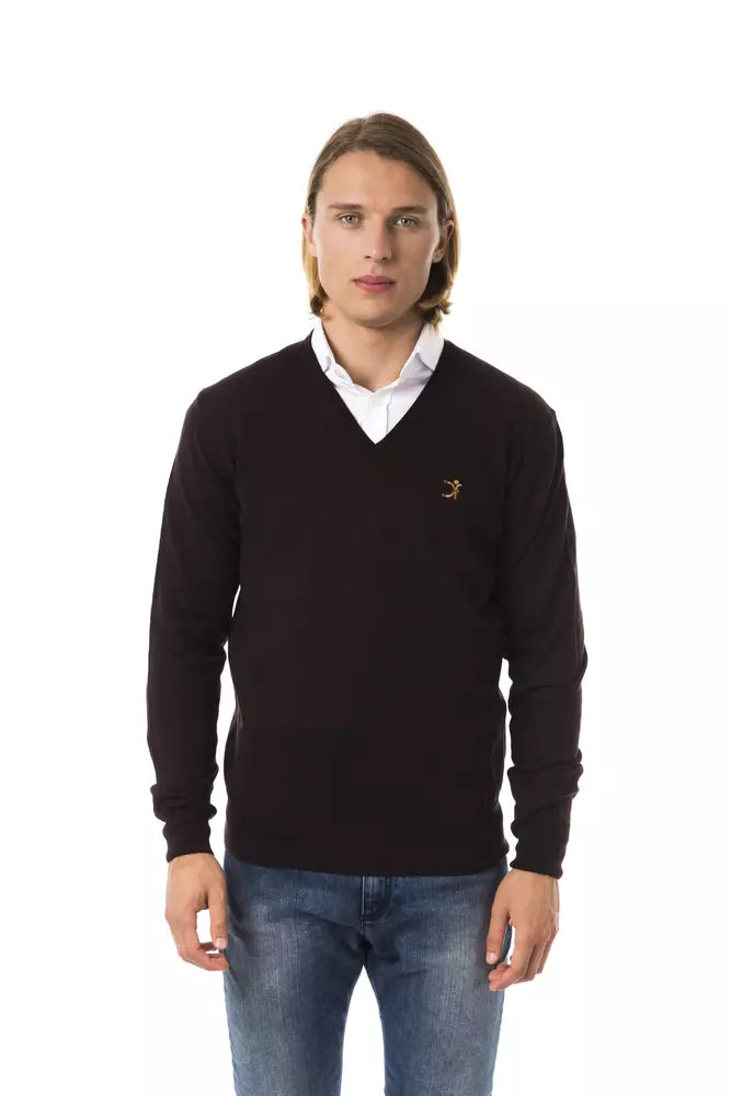 Uominitaliani Brown Merino Wool Men Sweater - ClickThatClicks 