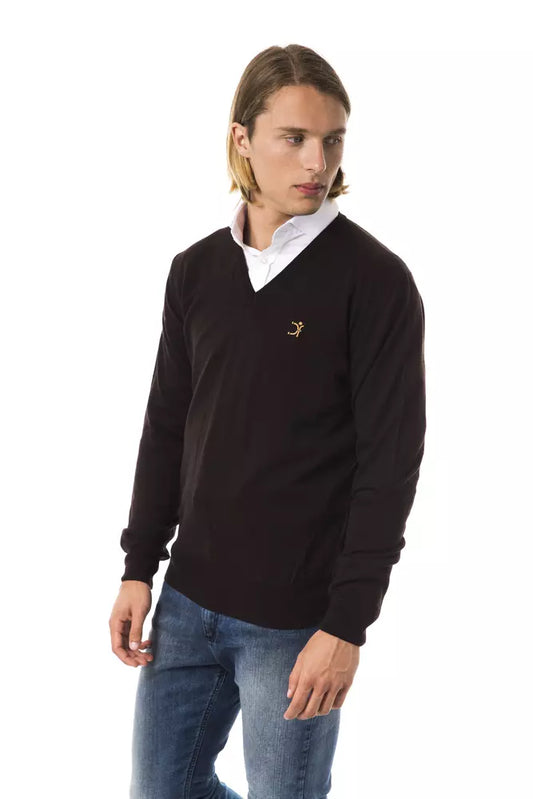 Uominitaliani Brown Merino Wool Men Sweater - ClickThatClicks 