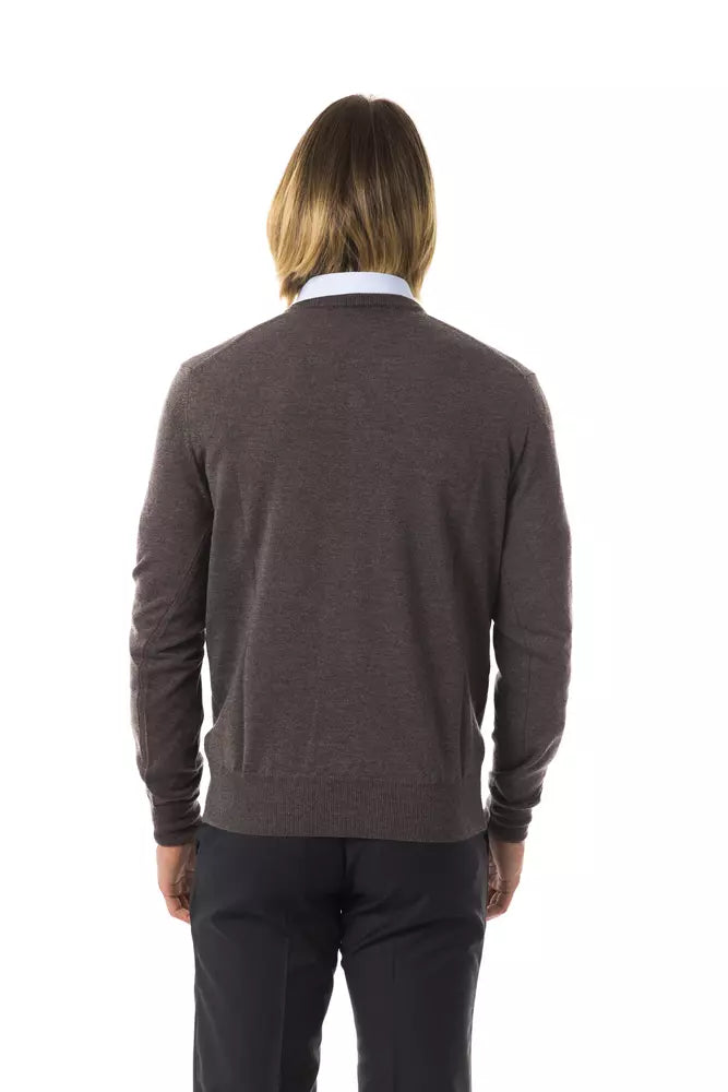 Uominitaliani Gray Merino Wool Men Sweater - ClickThatClicks 