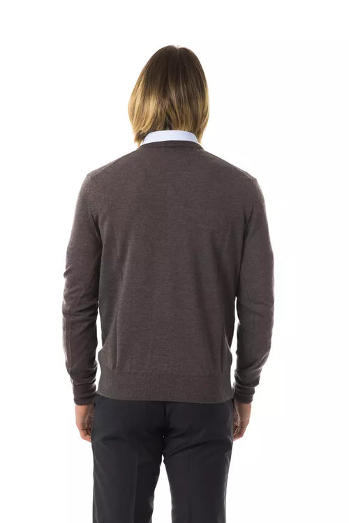 Uominitaliani Gray Merino Wool Men Sweater - ClickThatClicks 