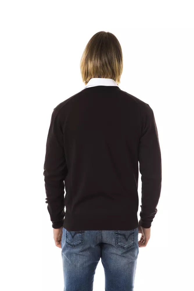 Uominitaliani Brown Merino Wool Men Sweater - ClickThatClicks 