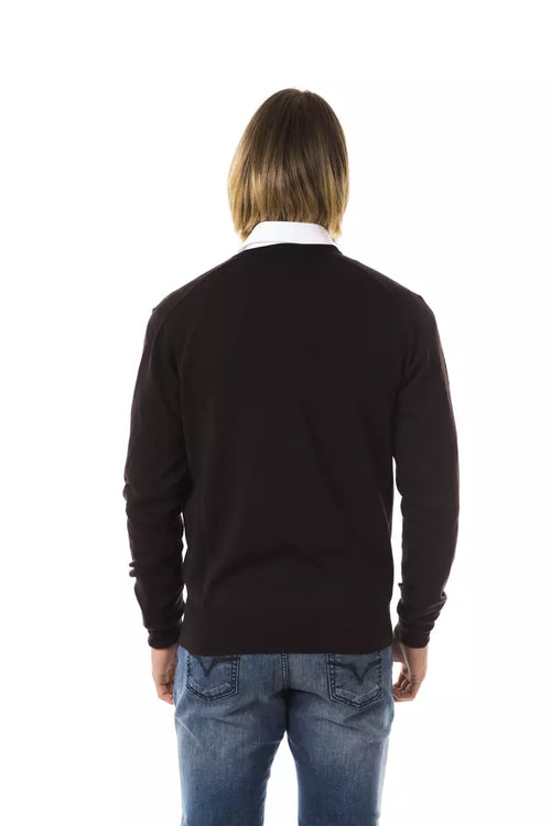 Uominitaliani Brown Merino Wool Men Sweater - ClickThatClicks 
