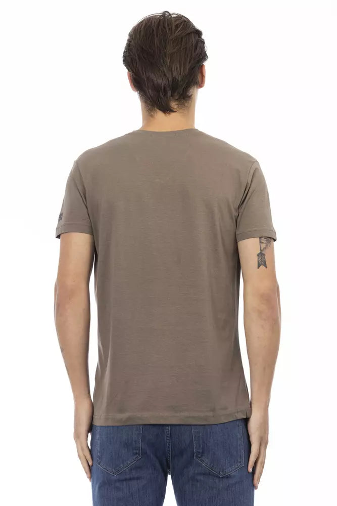 Trussardi Action Brown Cotton Men's V-Neck T-Shirt - ClickThatClicks 