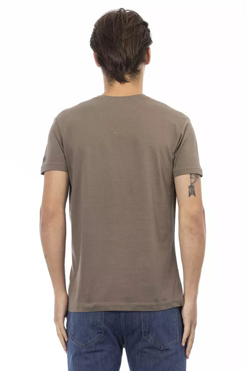 Trussardi Action Brown Cotton Men's V-Neck T-Shirt - ClickThatClicks 