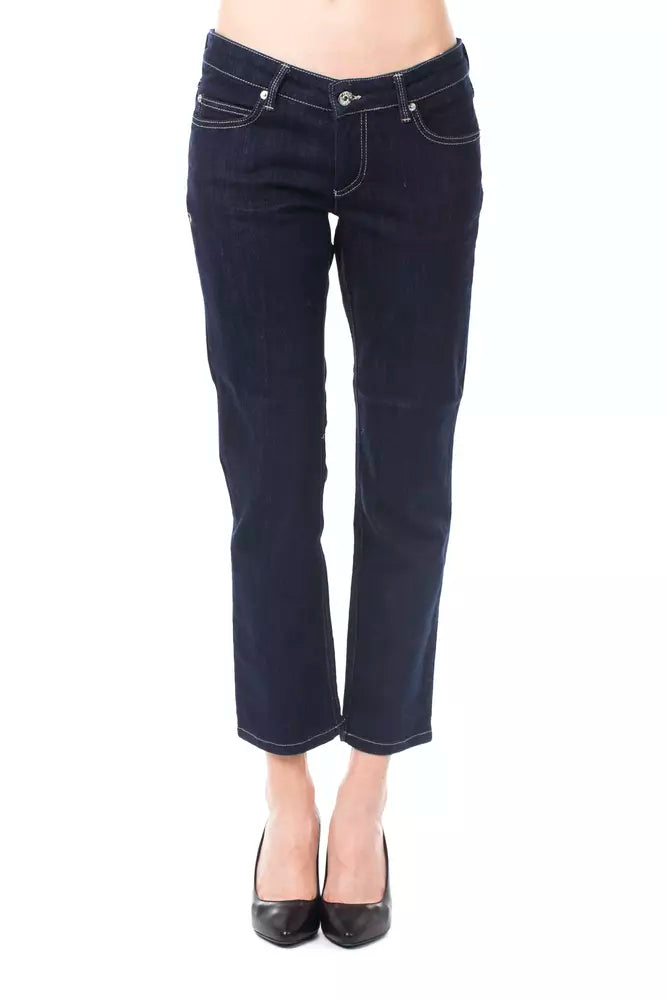 Ungaro Fever Blue Cotton Women Capri Jeans - ClickThatClicks 