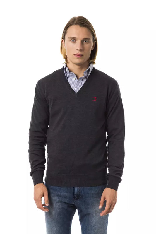 Uominitaliani Gray Merino Wool Men Sweater - ClickThatClicks 