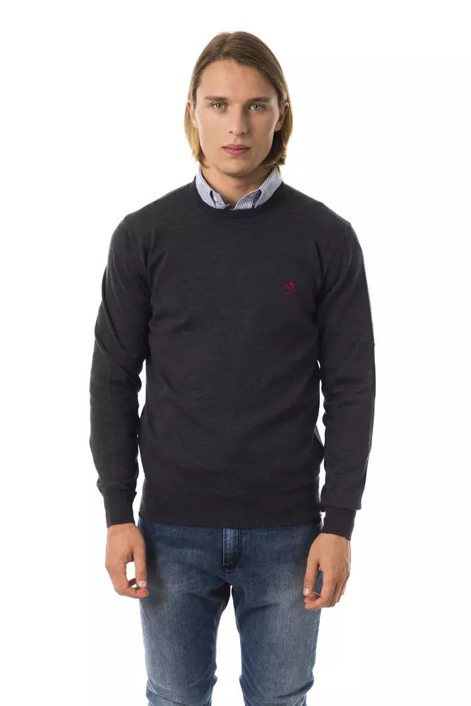 Uominitaliani Gray Merino Wool Men Sweater - ClickThatClicks 