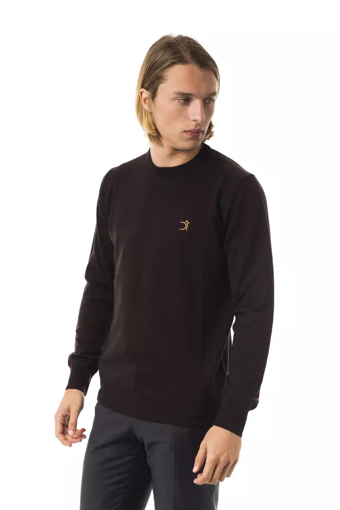 Uominitaliani Brown Merino Wool Men Sweater - ClickThatClicks 